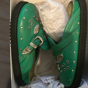 Toga Archives kids Green Studded Buckle Shoes